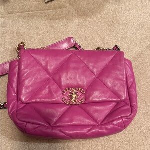 Chanel Pink Chanel 19 Quilted Leather Shoulder Bag